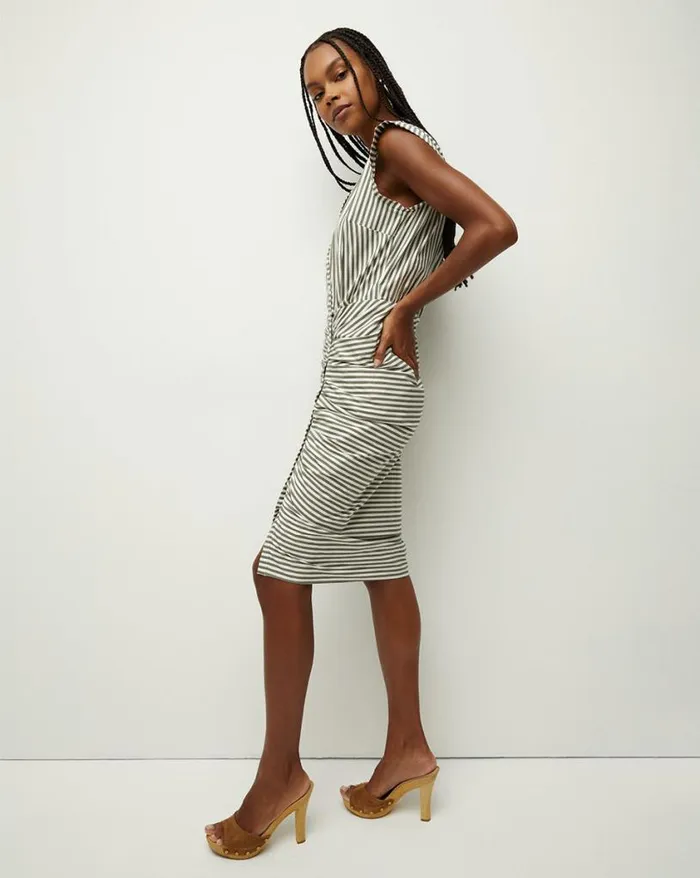 Dresses Shop Veronica Beard Ruched Shirtdress Bright Armywhite