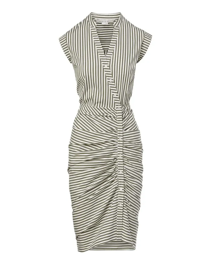 Dresses Shop Veronica Beard Ruched Shirtdress Bright Armywhite