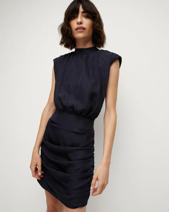 Dresses Shop Veronica Beard Tima Ruched Dress Navy