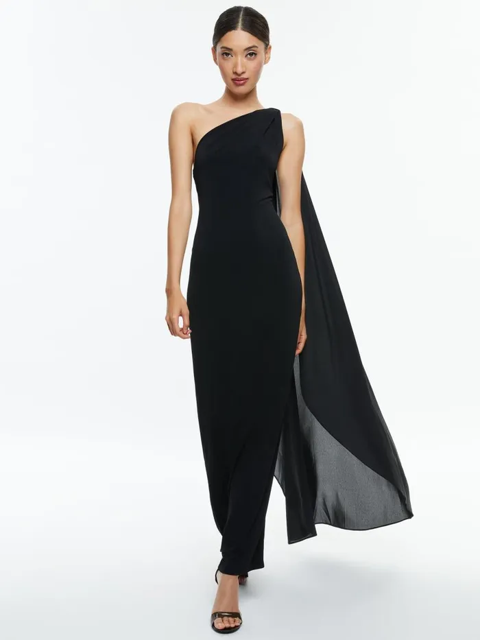 Dresses Women Alice Olivia ANJA ONE SHOULDER DRAPED MAXI DRESS Black