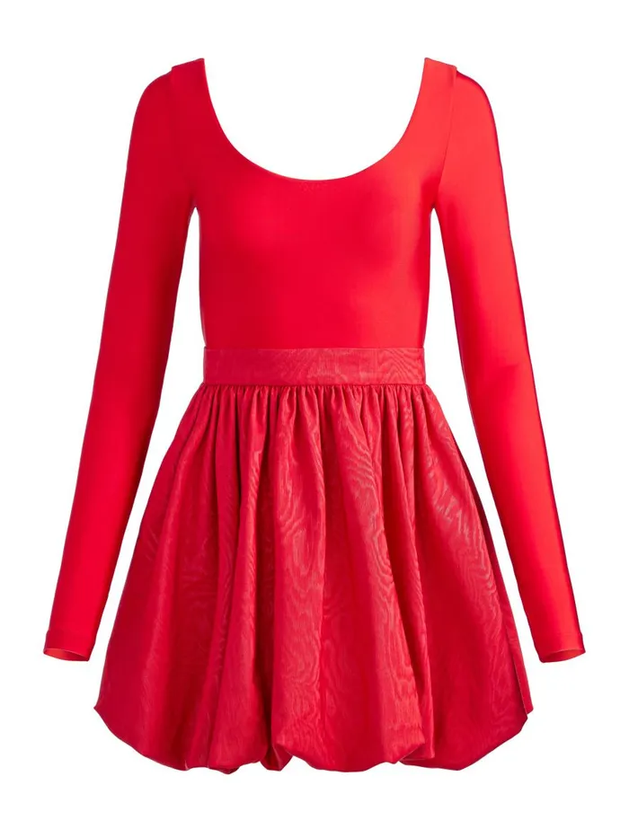 Dresses Women Alice Olivia CHARA BALLET NECK BUBBLE MINI DRESS Bright Ruby