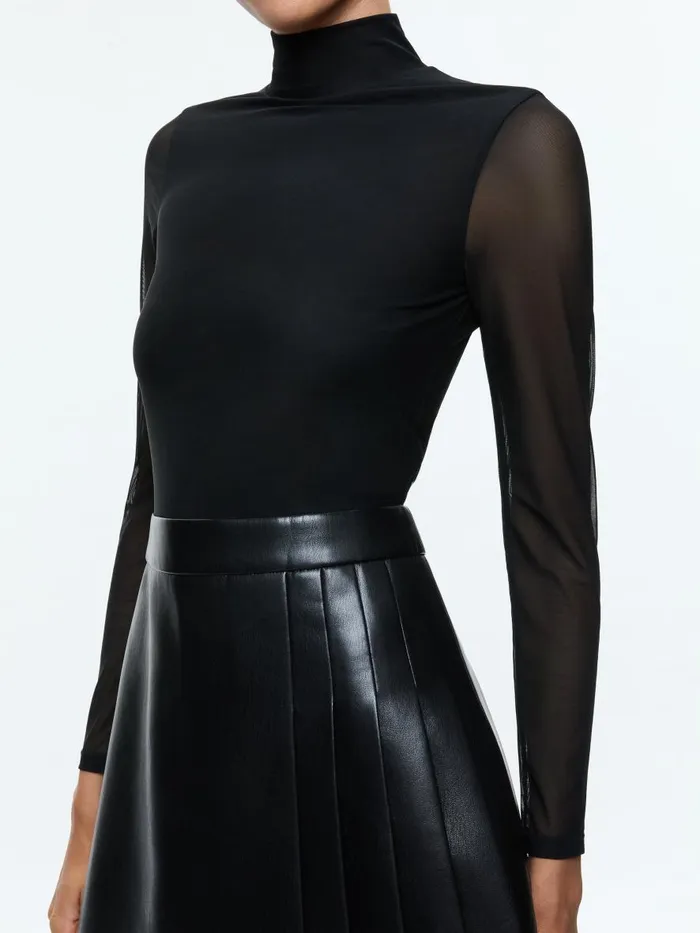 Dresses Women Alice Olivia CHARA VEGAN LEATHER MINI DRESS Black