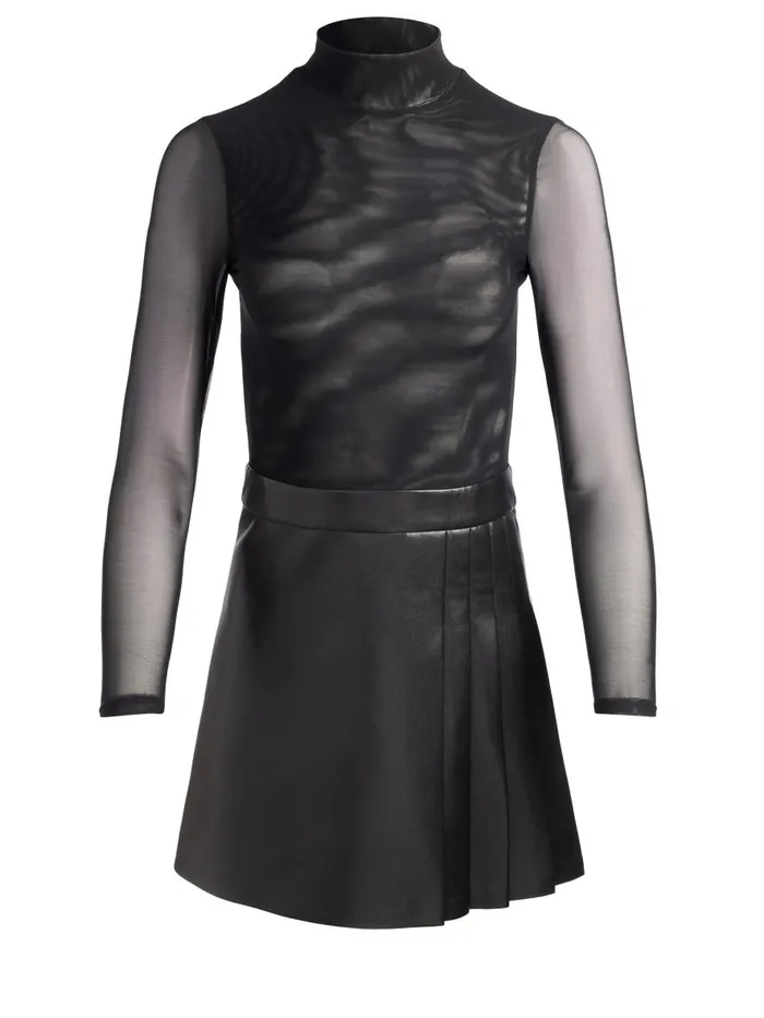 Dresses Women Alice Olivia CHARA VEGAN LEATHER MINI DRESS Black
