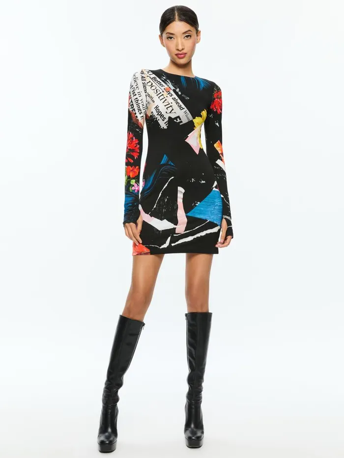 Dresses Women Alice Olivia DELORA CREW NECK LONG SLEEVE MINI DRESS Azalea Floral Dresses Women Alice Olivia DELORA CREW NECK LONG SLEEVE MINI DRESS Azalea Floral
