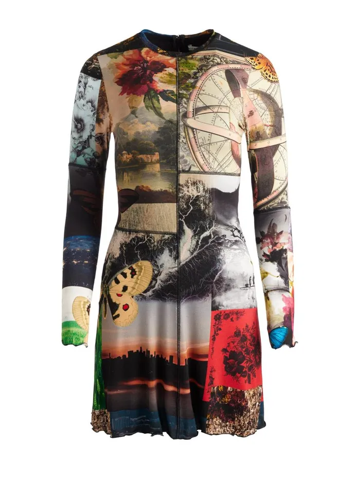 Dresses Women Alice Olivia DELORA PANELED MINI DRESS WITH LETTUCE TRIM Eco Fusion