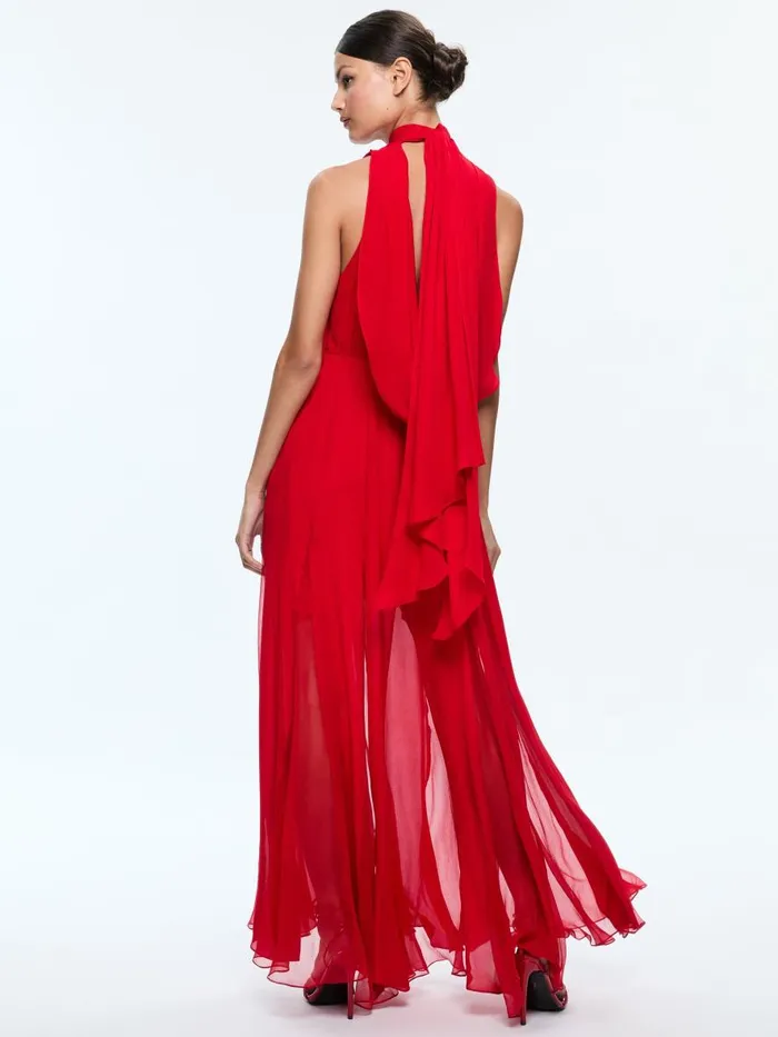 Dresses Women Alice Olivia DITA COWL BACK GODET MAXI DRESS Bright Boysenberry
