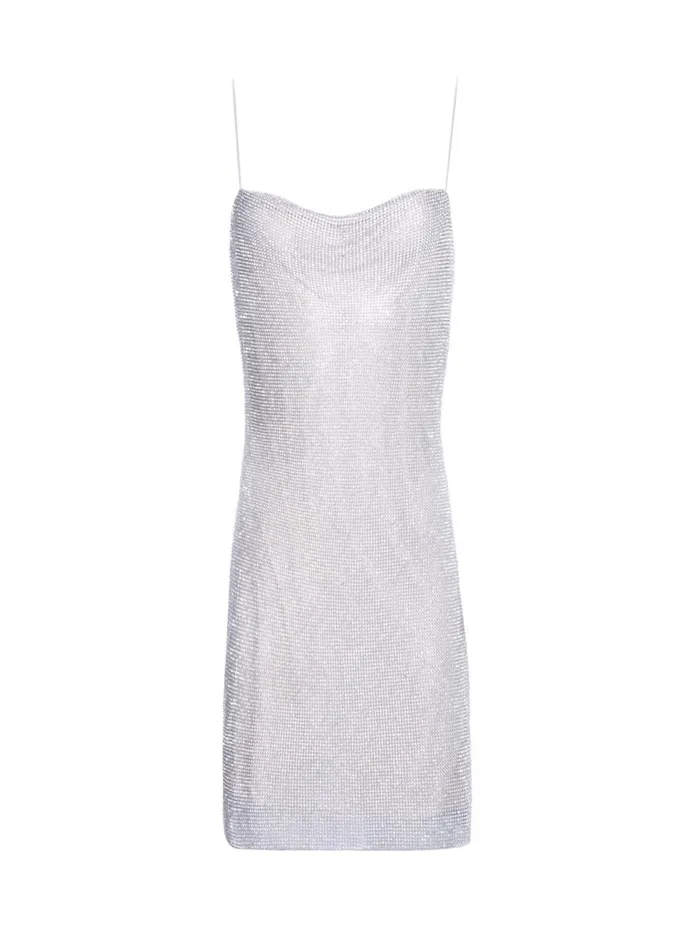 Dresses Women Alice Olivia HARMONY CRYSTAL MINI DRESS Silverchainmail