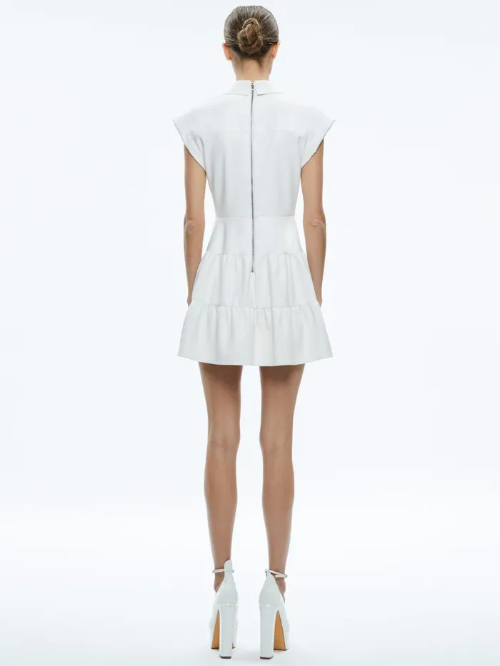 Dresses Women Alice Olivia MILA VEGAN DEEP VNECK TWIST FRONT MINI DRESS Off White