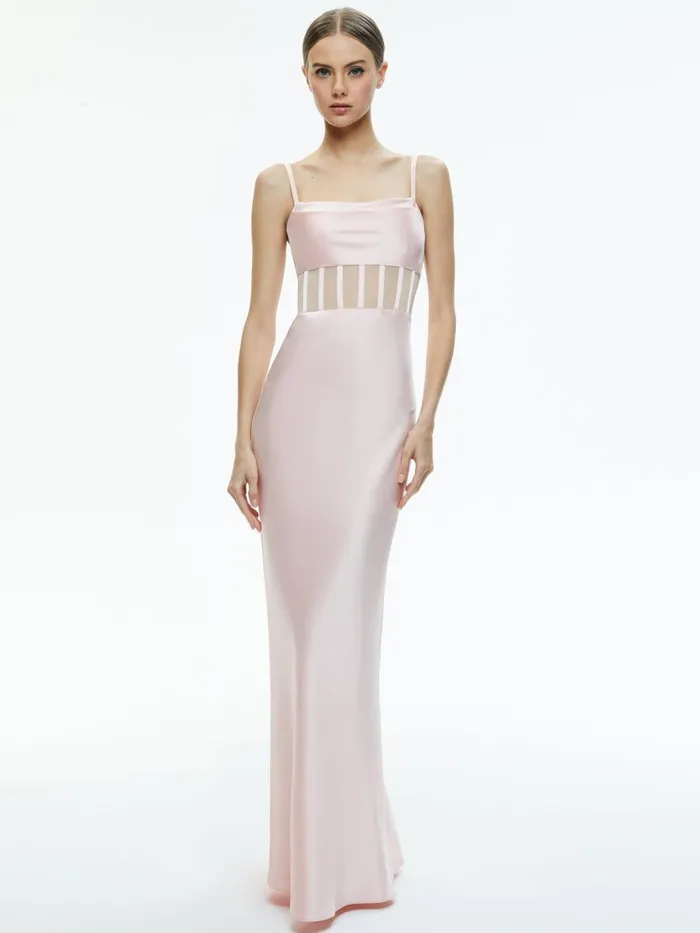 Dresses Women Alice Olivia VALENTINA DRAPED CORSET MAXI DRESS Almond