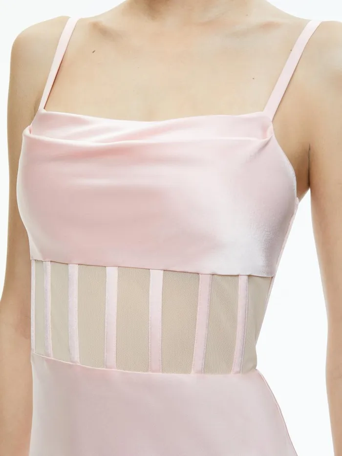 Dresses Women Alice Olivia VALENTINA DRAPED CORSET MAXI DRESS Almond