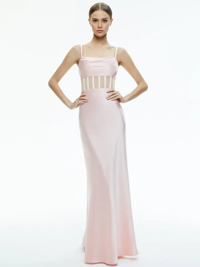 Dresses Women Alice Olivia VALENTINA DRAPED CORSET MAXI DRESS Almond