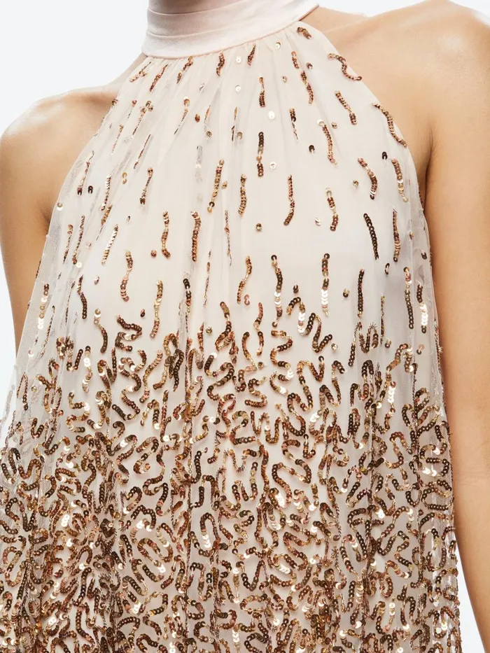 Dresses Women Alice Olivia ZENON EMBELLISHED MINI DRESS Pearl Blushrose Gold
