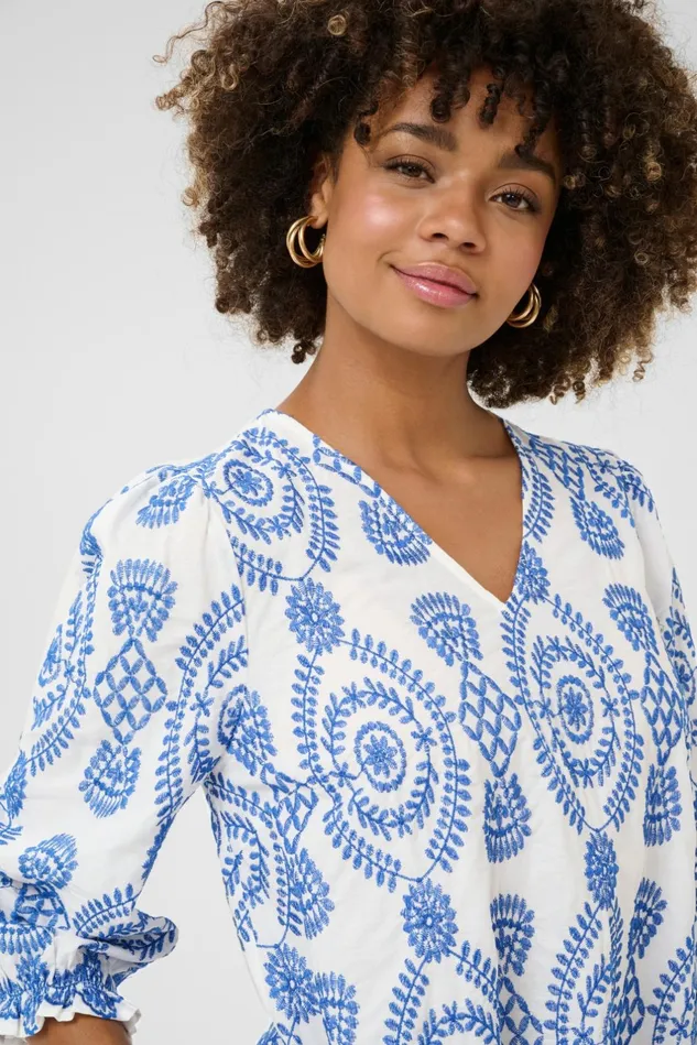 Dresses Women CULTURE CUtia Dress With Embroidery Bluewhite