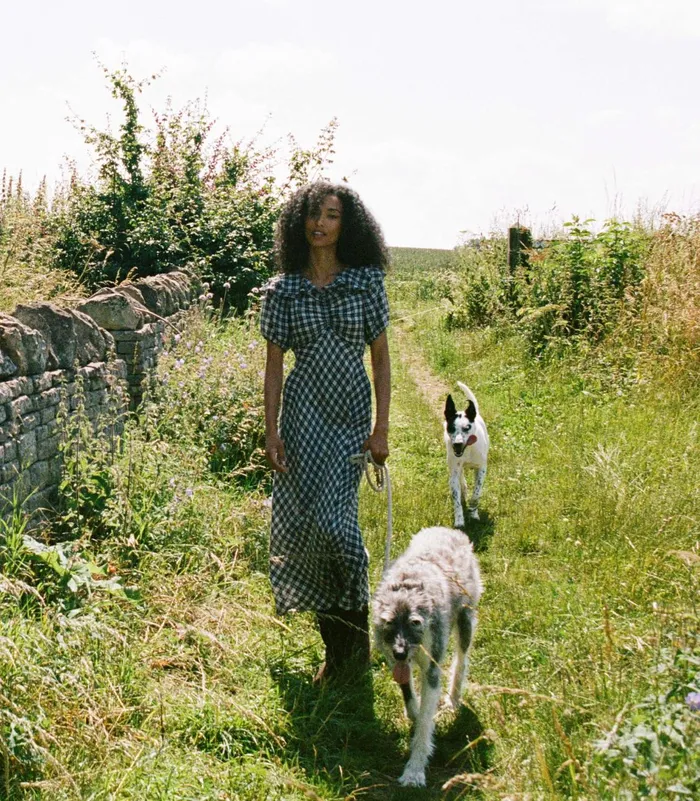 Dresses Women DEN Gwyneira Dress Navy Countryside Plaid Dresses Women DEN Gwyneira Dress Navy Countryside Plaid