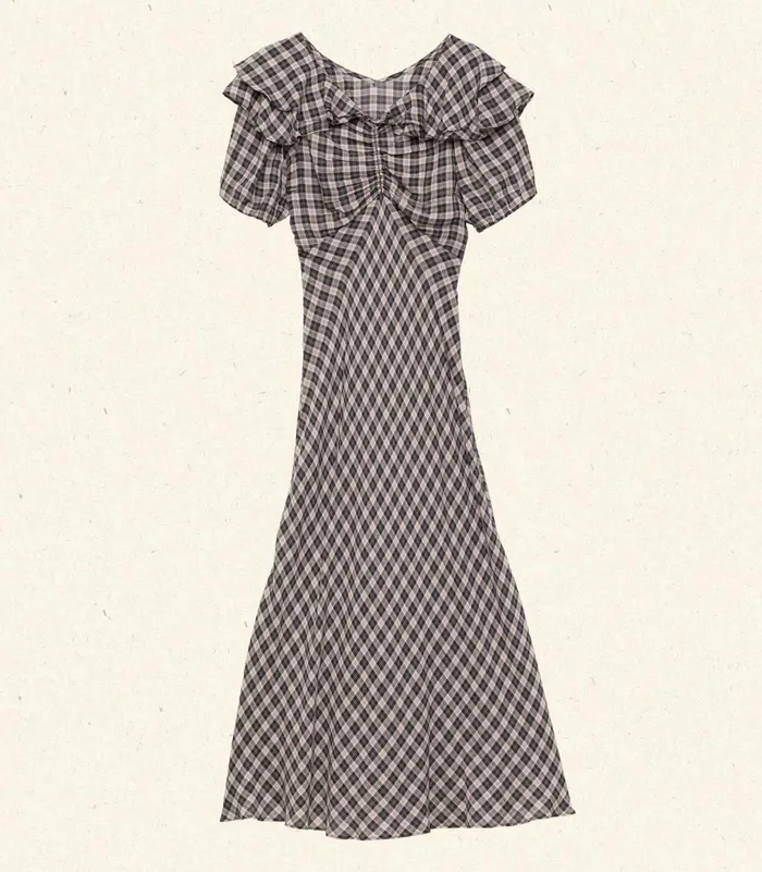 Dresses Women DEN Gwyneira Dress Navy Countryside Plaid Dresses Women DEN Gwyneira Dress Navy Countryside Plaid