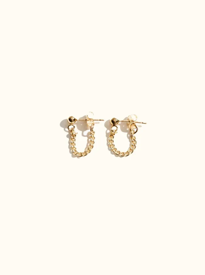 Earrings Women Able Curb Chain Earrings 14k Goldfilled