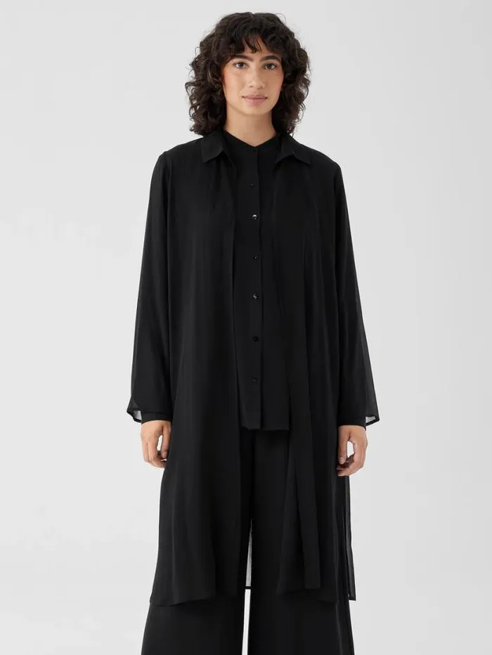 Eileen Fisher Extended Sizing 1X3X Crinkled Sheer Silk Classic Collar Jacket Black 8211 Shop Eileen Fisher Extended Sizing 1X3X Crinkled Sheer Silk Classic Collar Jacket Black 8211 Shop