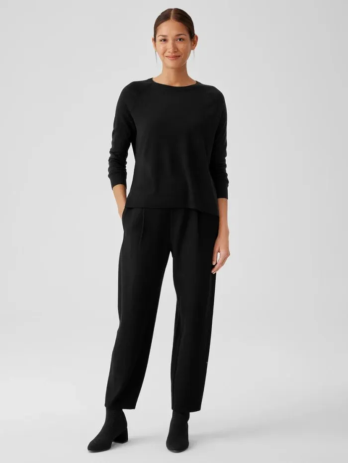 Eileen Fisher Extended Sizing 1X3X Fine Merino Jersey Crew Neck Top In Regenerative Wool Black 8211 Shop