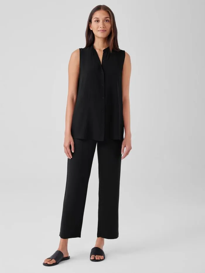 Eileen Fisher Pants Shorts and Jumpsuits Silk Georgette Crepe Straight Pant Black 8211 Shop