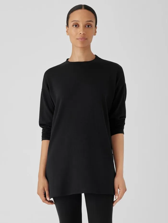 Eileen Fisher Petite Cozy Brushed Terry Hug Crew Neck Long Top Black 8211 Shop Eileen Fisher Petite Cozy Brushed Terry Hug Crew Neck Long Top Black 8211 Shop