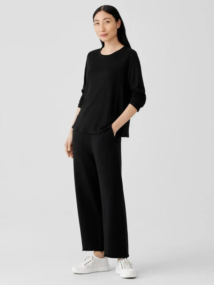 Eileen Fisher Petite Organic Linen Jersey Crew Neck Top Black 8211 Shop
