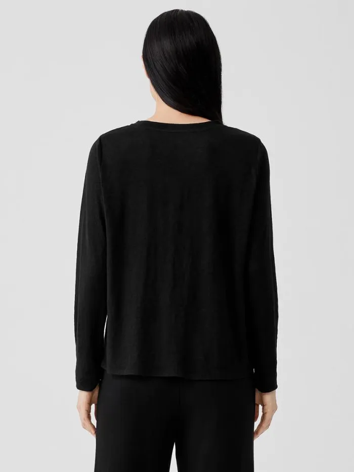 Eileen Fisher Petite Organic Linen Jersey Crew Neck Top Black 8211 Shop