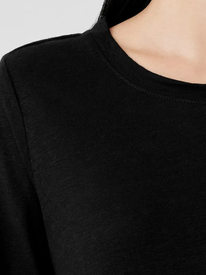 Eileen Fisher Petite Organic Linen Jersey Crew Neck Top Black 8211 Shop