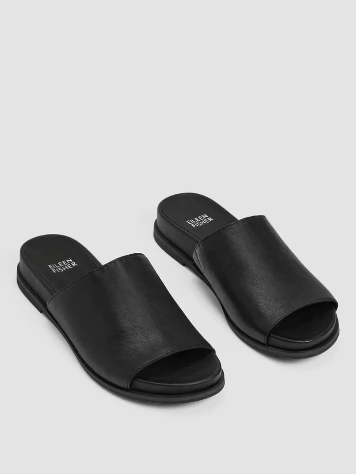 Eileen Fisher Shoes Dotes Tumbled Leather Wedge Sandal Black 8211 Shop