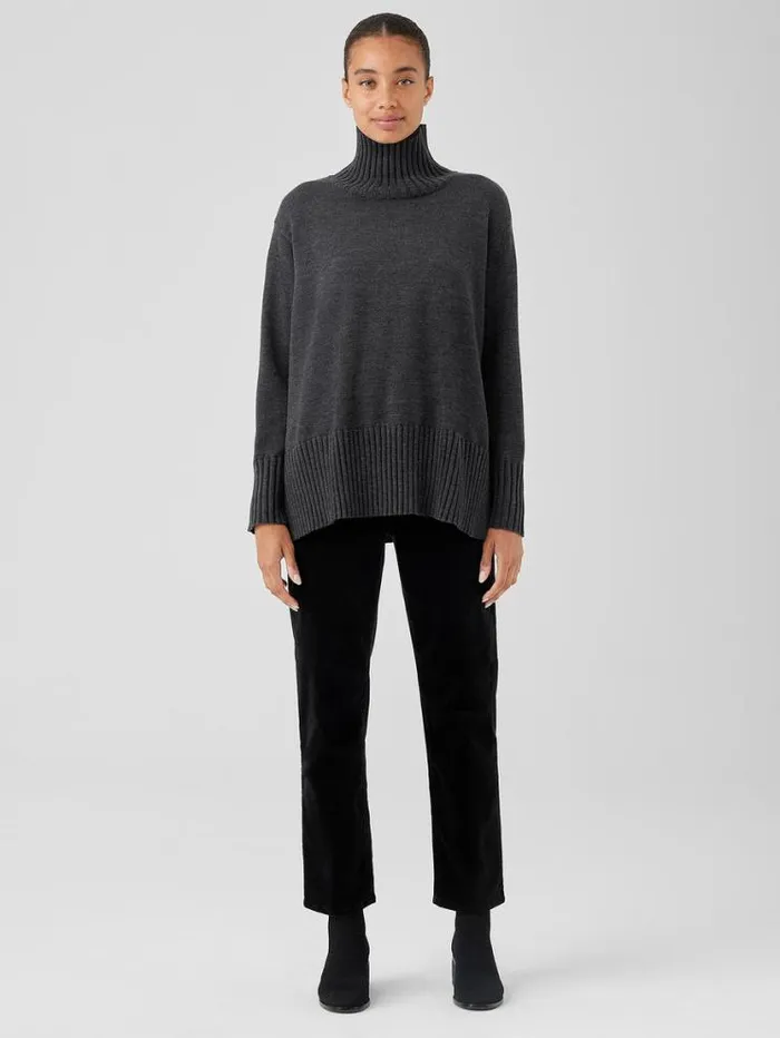 Eileen Fisher Sweaters and Cardigans Merino Jersey Turtleneck In Regenerative Wool Charcoal 8211 Shop