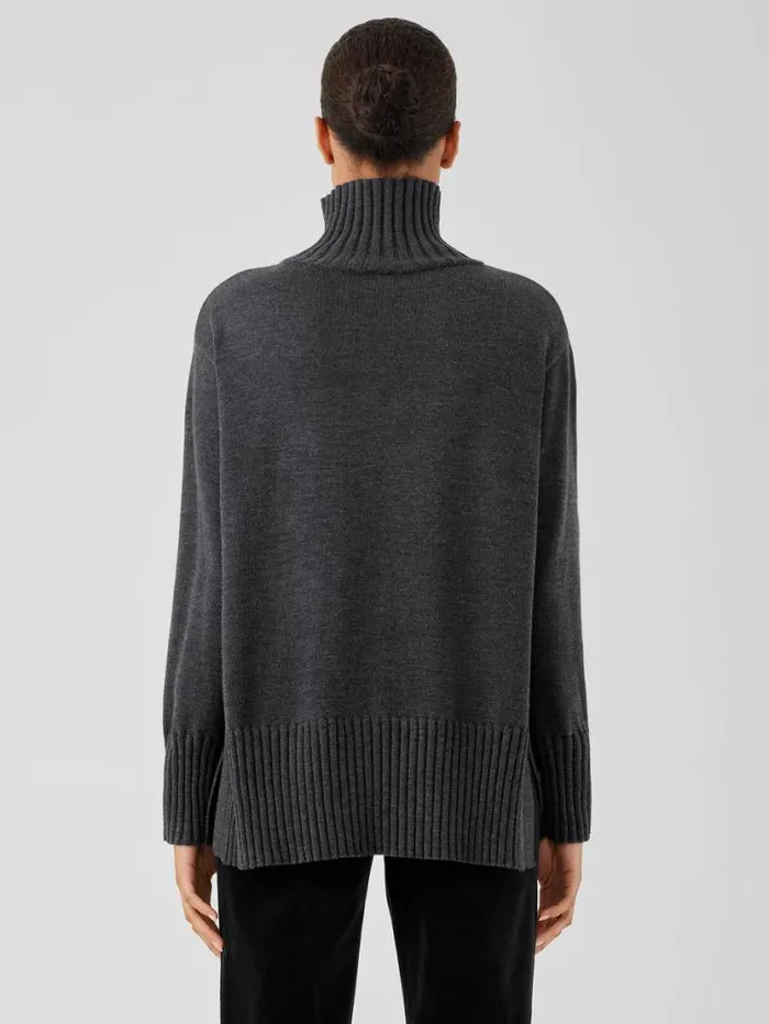 Eileen Fisher Sweaters and Cardigans Merino Jersey Turtleneck In Regenerative Wool Charcoal 8211 Shop