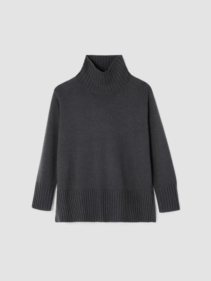Eileen Fisher Sweaters and Cardigans Merino Jersey Turtleneck In Regenerative Wool Charcoal 8211 Shop