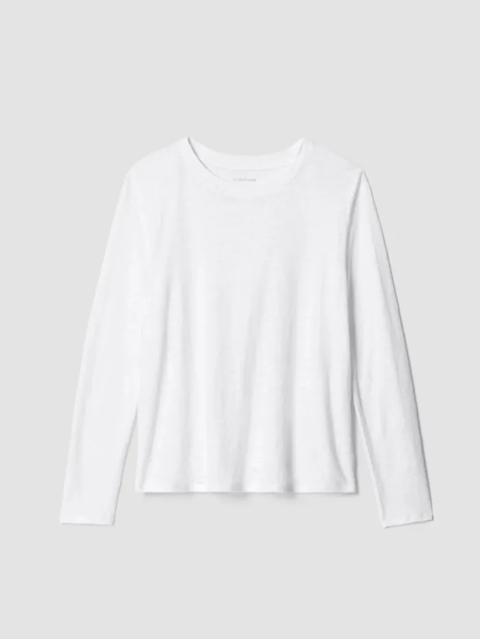 Eileen Fisher Tops and Tees Organic Linen Jersey Crew Neck Top White 8211 Shop