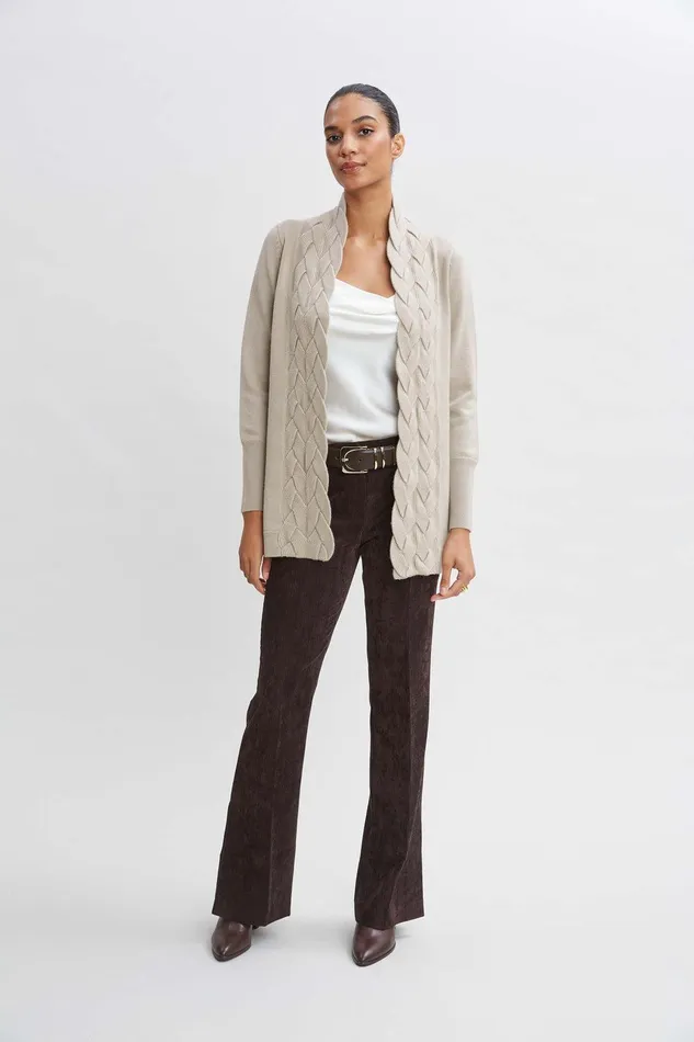 Elie Tahari Cable Cardigan French Vanilla Women Tops