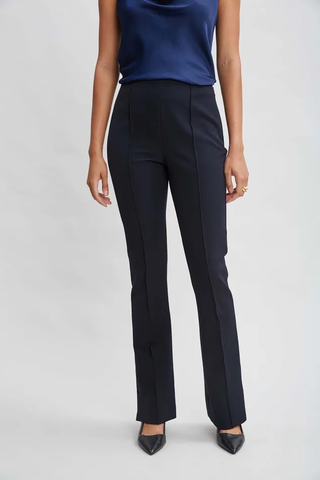 Elie Tahari Crepe Seam Slit Flare Pant Stargazer Women Bottoms