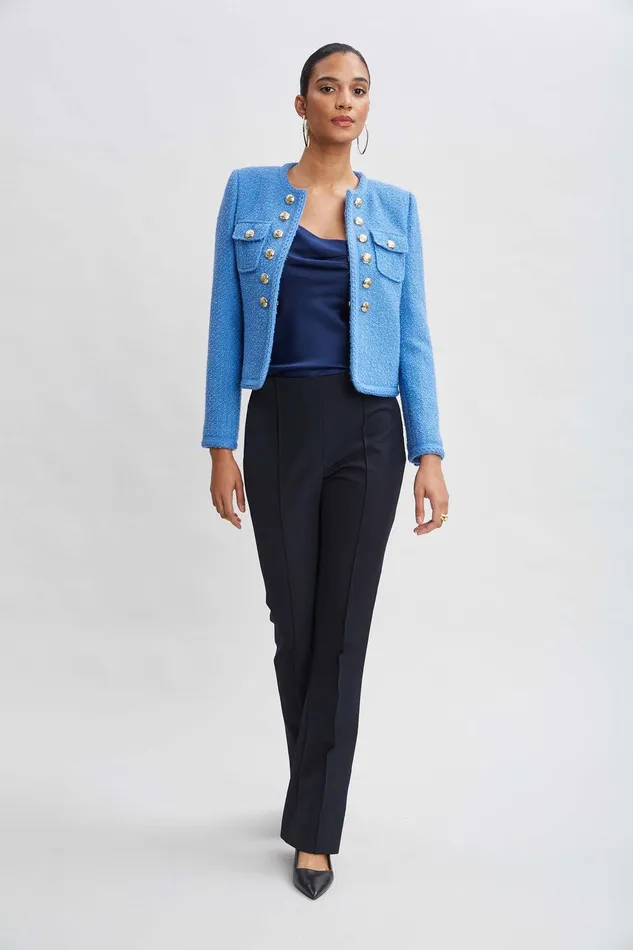 Elie Tahari Crepe Seam Slit Flare Pant Stargazer Women Bottoms