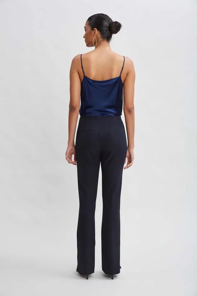 Elie Tahari Crepe Seam Slit Flare Pant Stargazer Women Bottoms