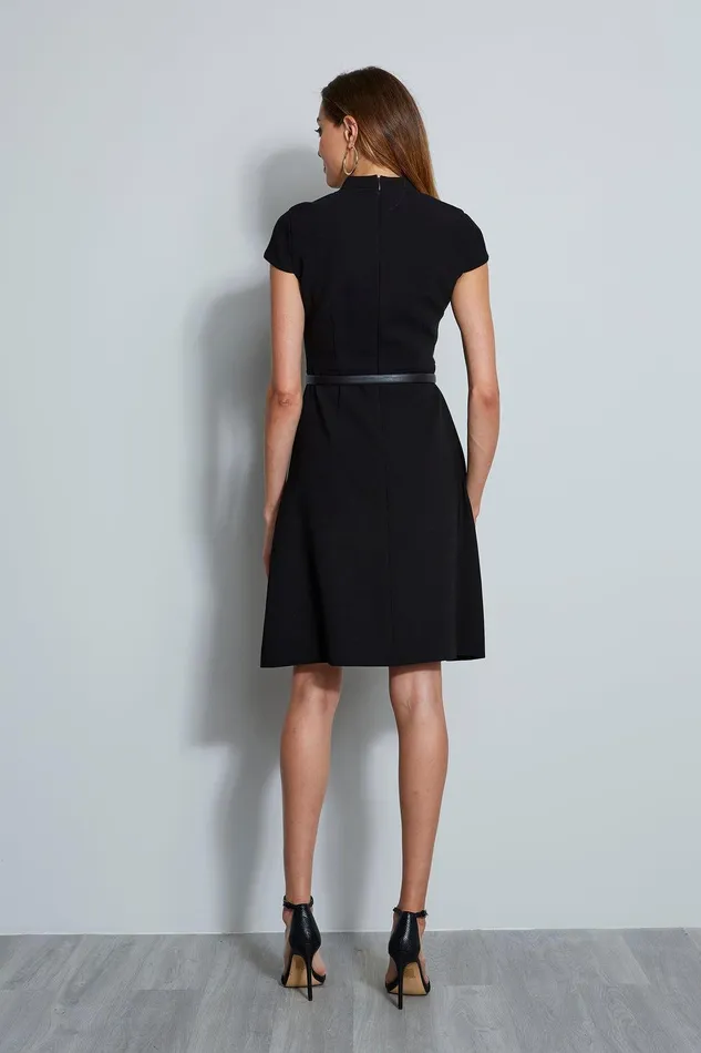 Elie Tahari Judith Belted Dress Black Women Dresses and Jumpsuits