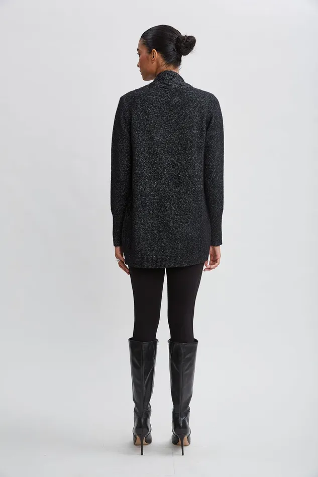 Elie Tahari Metallic Cable Cardigan Blacksilver Women Tops
