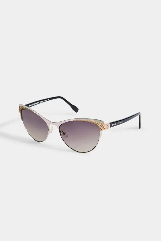 Elie Tahari Metallic Cateye Sunglasses Silver Gold Women Sunglasses