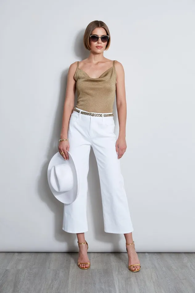 Elie Tahari Metallic Knit Cami Bronze Women Tops