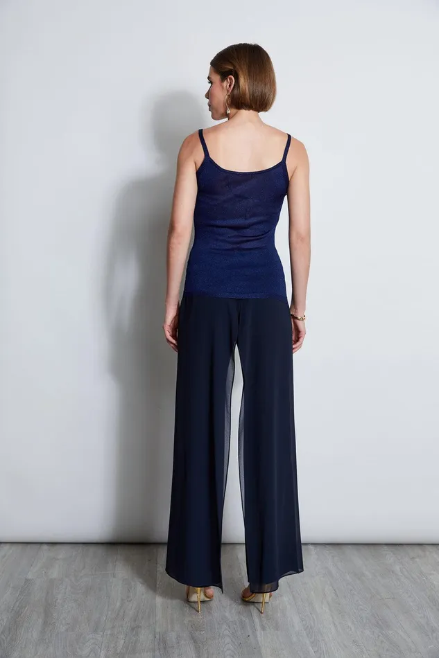 Elie Tahari Metallic Knit Cami Galaxy Navy Women Tops