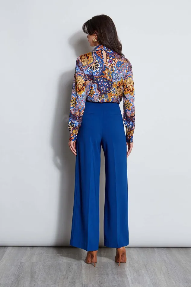 Elie Tahari Night Garden Silk Draped Shirt Night Garden Print Women Tops