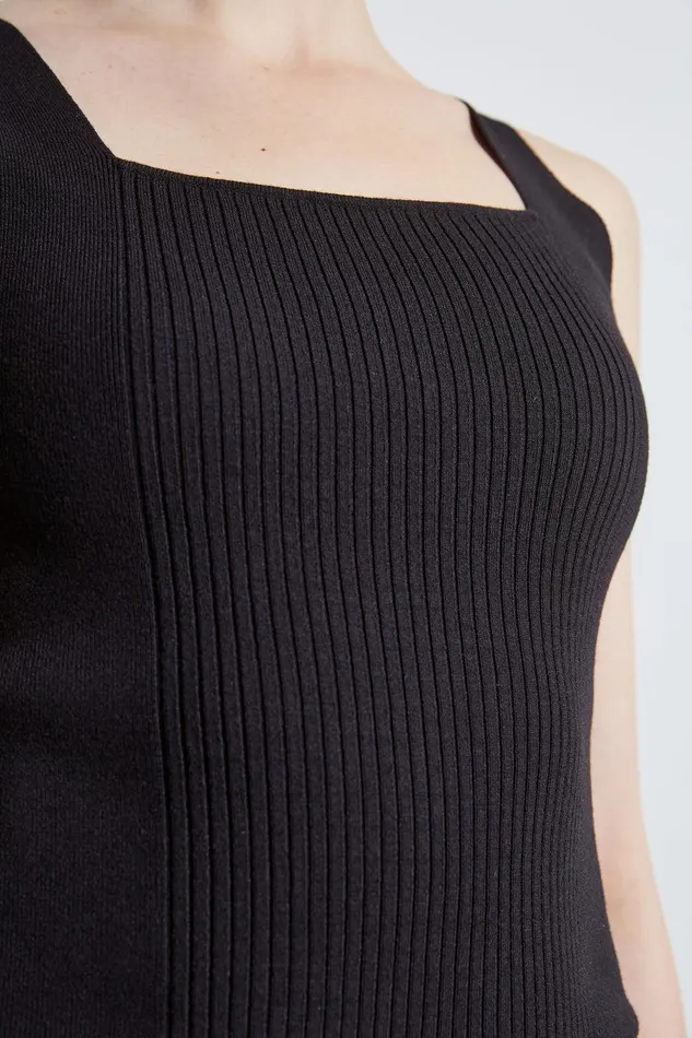 Elie Tahari Rib Detail Sweater Tank Black Women Tops