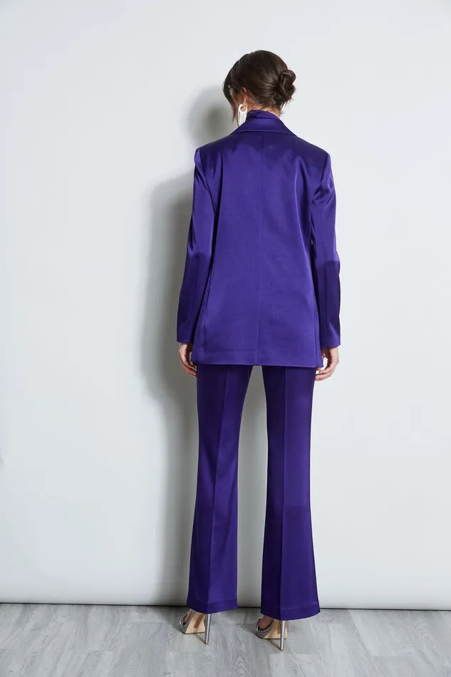 Elie Tahari Satin Boyfriend Blazer Winter Plum Women Jackets and Blazers
