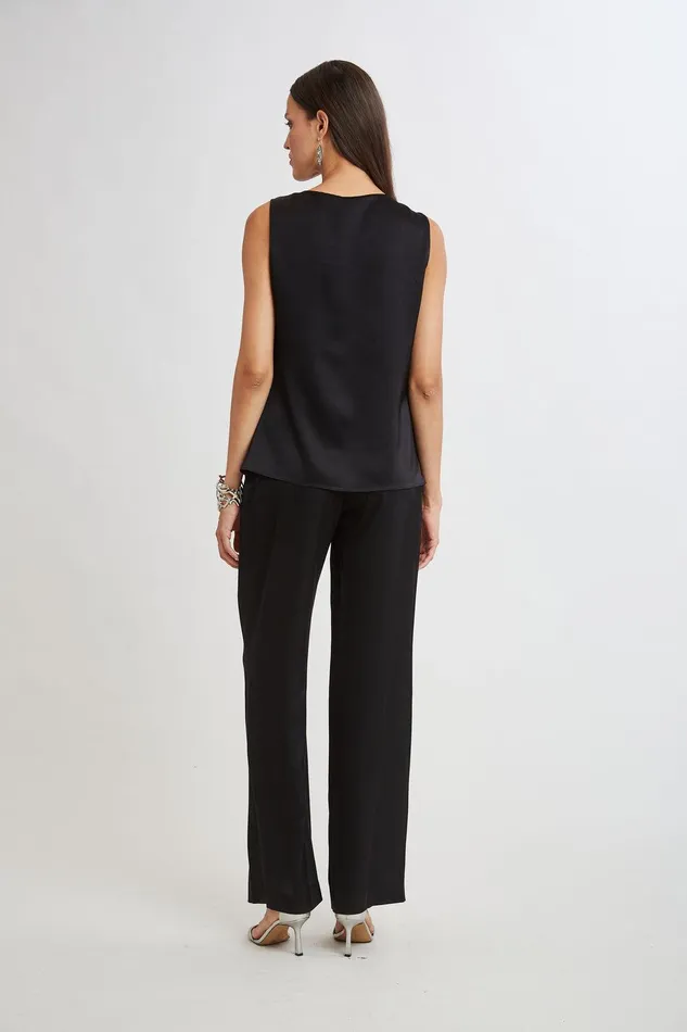 Elie Tahari Satin Cowl Top Black Women Suiting