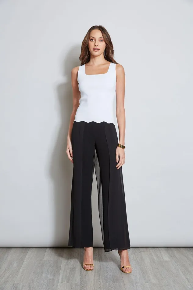 Elie Tahari Scallop Hem Sweater Tank Pearl Women Tops