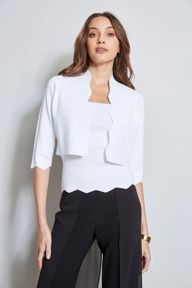 Elie Tahari Scallop Hem Sweater Tank Pearl Women Tops