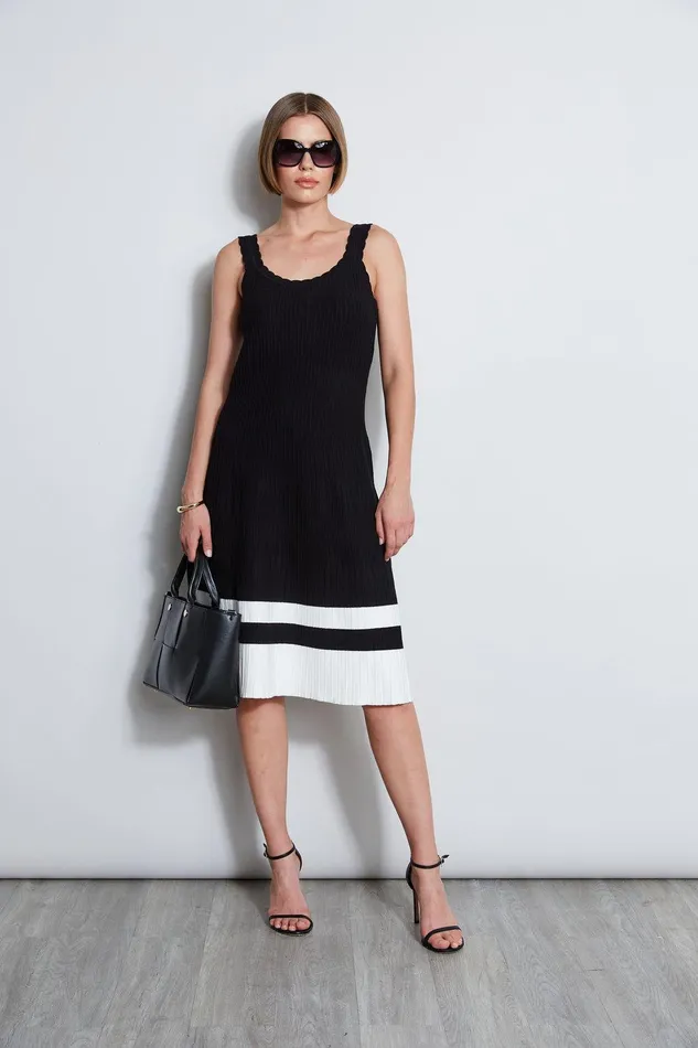 Elie Tahari Scallop Knit Dress Noirsky White Women Dresses and Jumpsuits