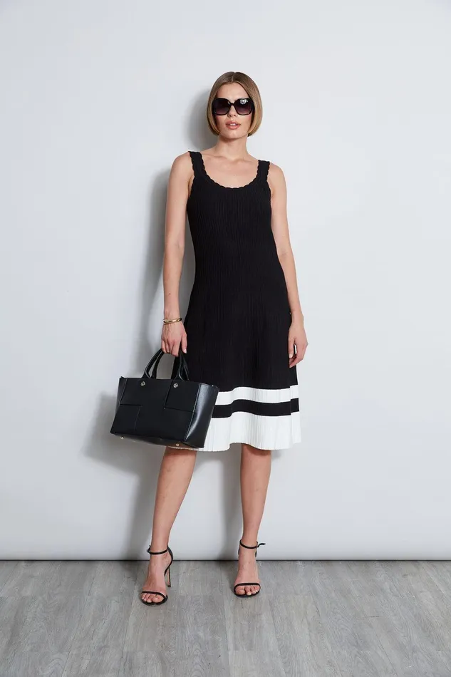 Elie Tahari Scallop Knit Dress Noirsky White Women Dresses and Jumpsuits