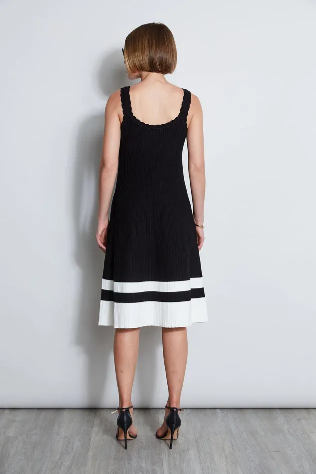 Elie Tahari Scallop Knit Dress Noirsky White Women Dresses and Jumpsuits